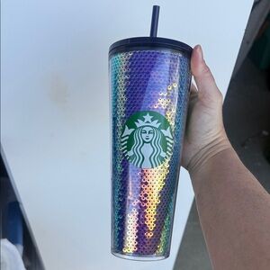Starbucks Iridescent Sequin Tumbler - Purple, Green, Yellow Holographic